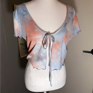 Colorful Tie-Dye Crop Top with Front Tie